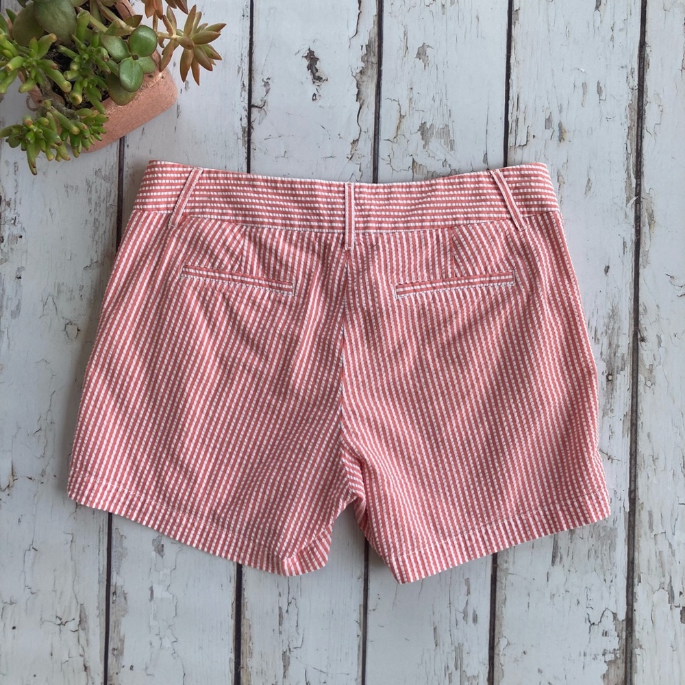 J Crew City Fit Shirts Size 4 Coral & White Striped - Picture 4 of 8